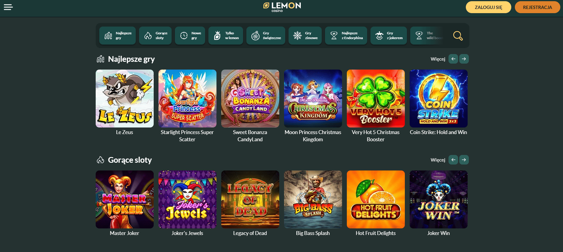 Bogata oferta gier w Lemon Casino - sloty i kasyno na żywo